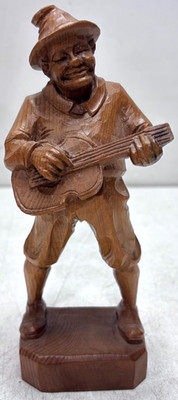 Vintage Jobin Brienz Switzerland Hand Carved Wood Guitar Player Musician 7 