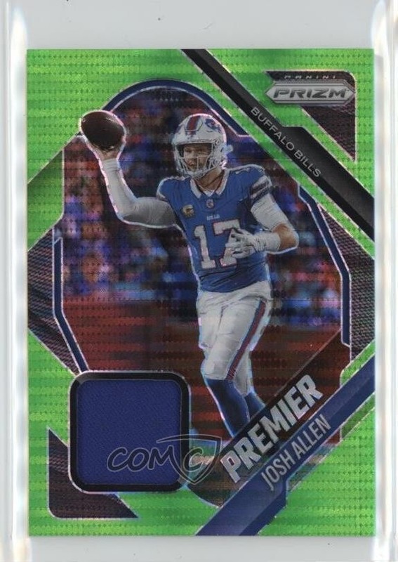2025 Panini Prizm Premier Jerseys Neon Green Pulsar Prizm Josh Allen #PJY-JAN