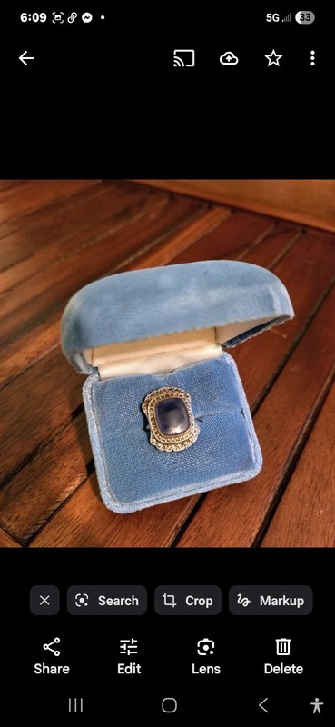 Antique Chalcedony Marcesite Cocktail Ring Size 5.5