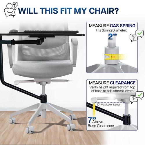 VIVO Office Chair Mounted 26 x 12 inch Full Motion Keyboard and Mouse Tray - 第 5/8 張圖片