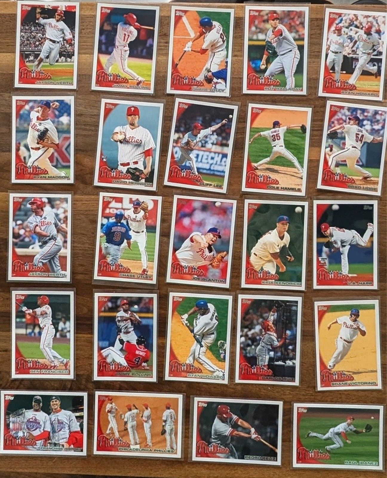 2010 Topps Philadelphia Phillies Complete Team Set (24 Cards) Exclusive PHI #1-5