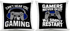 Fun Gamer Quotes Outdoor Throw Pillows - 18x18, Black, Set of 2