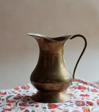 Small Brass Pitcher Mid Century Boho Retro Cottagecore Grandma Vintage Decor