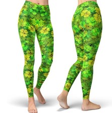 Shamrock Leggings: Grungy Clover Print, St. Patrick's Day Activewear