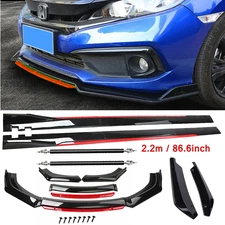 For Honda Accord Front Bumper Lip Spoiler Splitter Side Skirt Glossy Black