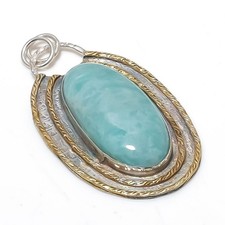 Amazonite Gemstone Handmade 925 Sterling Silver Jewelry Pendant 2.56" n786