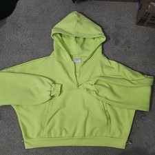 Blogilates Marshmallow Half-Zip Hooded Sweatshirt Lime Green XL Q4 