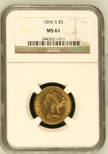 Photo of a 1896-S Liberty Half Eagle from an eBay listing that sold on May 19, 2026