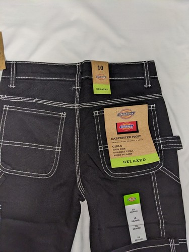 Girl's NWT Dickies Black Relaxed Straight Carpenter Pants TgSz 10 Meas 26.5x27.5 - Picture 7 of 11
