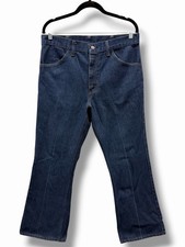 Vintage 70s Thumbs Up Bell Bottom Jeans Mens 34x30 Blue Denim Flare Pants Sears