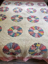 1930 s/1940 s Vintage Dresden Plate Quilt Handmade Hand Quilted 82 x94 Full/QU