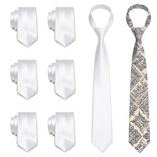 8 PCS Sublimation Blank Tie for Men, 56 Inch White Polyester Satin Neckties, ...