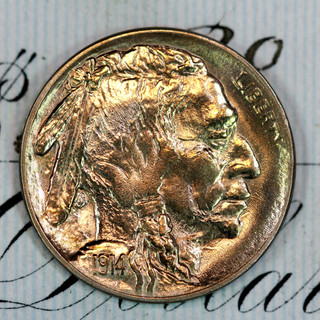 1914 P SOLID GEM BU MS BUFFALO NICKEL FROM ORIGINAL COLLECTION