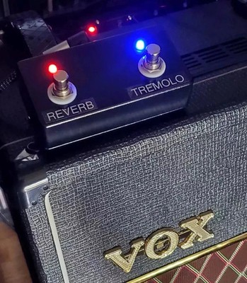 Custom Red/Blue LED 2-Button VFS2A-Style Footswitch For Vox AC15 AC30 (w/ Cable)