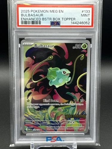 Pokémon Bulbasaur 2025 Mega Evolution Stamped Holo Card 133/132 PSA 9