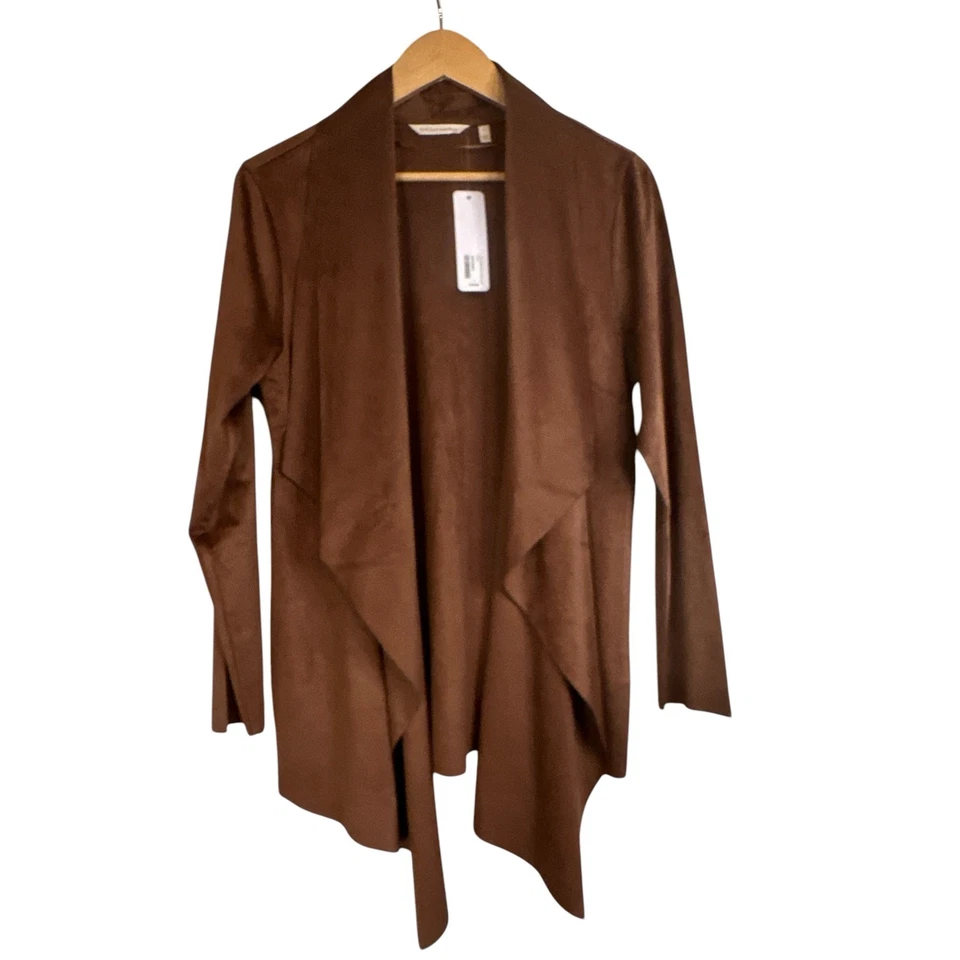 Soft Surroundings Women's Soft Shape Drape Faux Suede Jacket Size L Brown NWT - Image 2 of 4