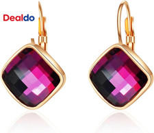 Crystal Drop Dangle Earrings Leverback Hoop Hanging Zircon Jewelry Gift for Wome