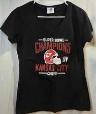 Kansas City Chiefs Women NFL Team Apparel Super Bowl LIV Champion V Neck Shirt S