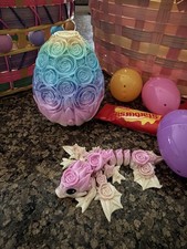 3D Printed Baby Dragon With Egg Flexible Rose Crystal Storm Easter Egg Surprise