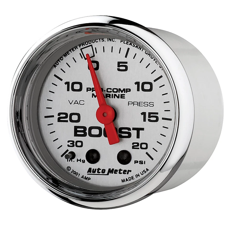 AutoMeter 200774-35 2-1/16" Chrome 30 in Hg/20 Psi Boost/Vacuum Gauge - Image 3 of 3