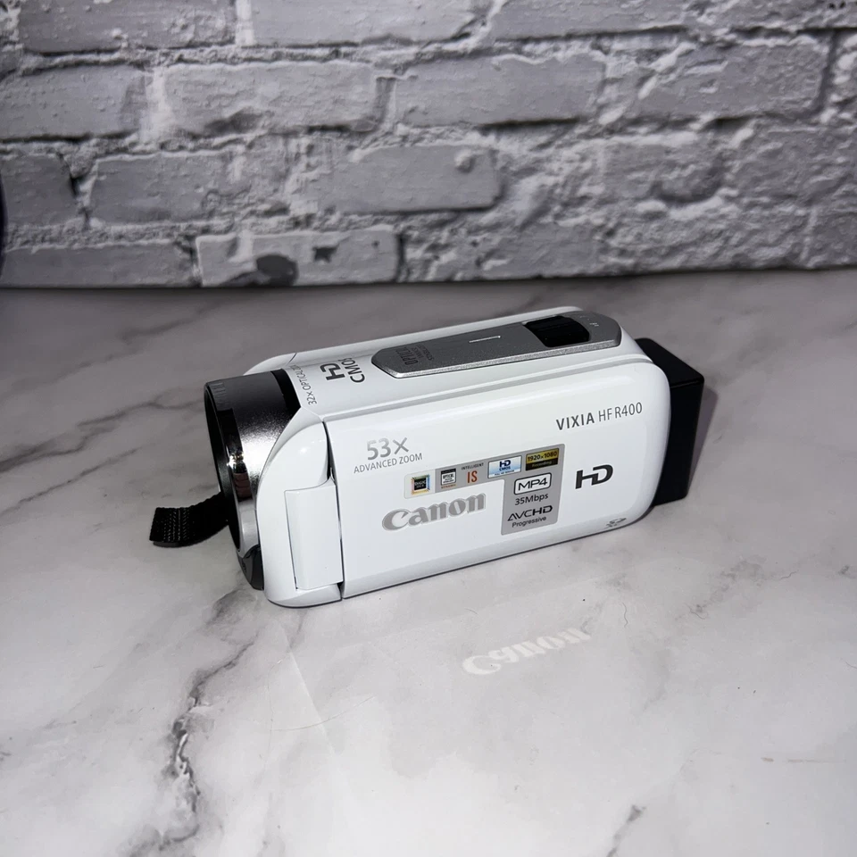 CANON Vixia FR400 Camcorder (RARE White Color) w/Charger, 32GB SD Card & Case ✅✅ - Image 2 of 4