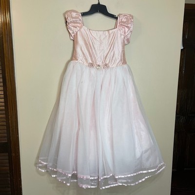 Dimples Los Angeles Girls Pink Silk Tulle Ball Gown Dress Size 14 Easter Wedding