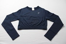 Gymshark Women's Everyday Seamless Long Sleeve Crop Top CN6 Navy Small NWT