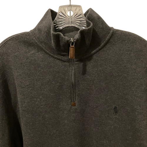 Polo by Ralph Lauren 1/4 Zip Pullover Finto Collo Grigio Uomo XL Cotone Preppy Papà - Foto 2 di 16