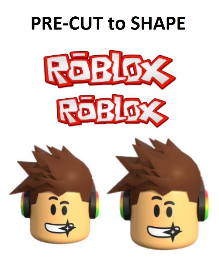ROBLOX HEAD LOGO Edible Icing CAKE DECORATION Birthday Party CUT