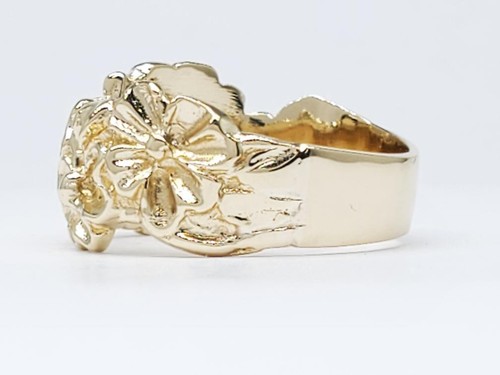 14K Solid Yellow Gold Floral Flower Design Ring Size 7.0 (AP1134595) - Picture 3 of 7