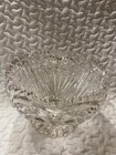 VINTAGE LARGE SAWTOOTH  EDGE RIM CUT GLASS HEART PATTERNED PEDESTAL PUNCH BOWL — photo 3