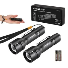 2PC 150 Lumen Aluminum LED Flashlight Zoomable Flashlight w/2 AA Battery 3 Modes
