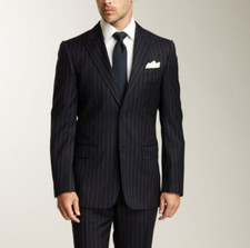 VALENTINO MADE IN ITALY MEN'S NAVY WOOL PIN STRIPE BLAZER SPORT COAT JACKET 40