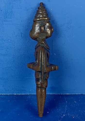 SMALL ANTIQUE CAMBODIAN BRONZE HINDU DOUBLE-FACE DEITY SCULPTURE - Picture 2 of 4