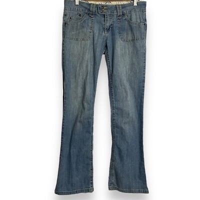 YMI Bootcut Jeans Womens 5 Juniors Blue Mid Rise Pockets USA Casual Stretch Boho