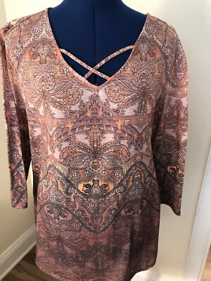 Ruby Rd Womens Top Long Sleeve Paisley Large