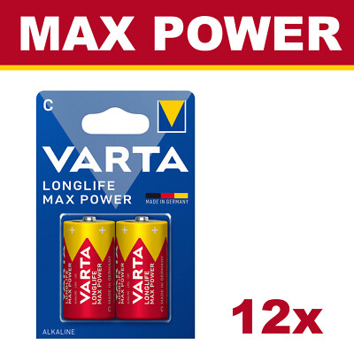 12x Varta 4714 Longlife Max Power C Baby Alkaline Batterien MN1400 LR14 1,5V