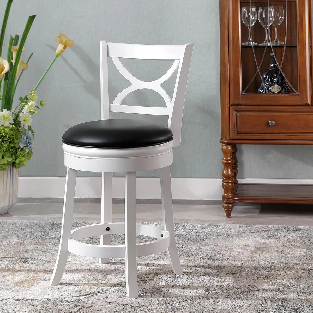 Ball Cast Swivel Counter Height Barstool 24 Inch Seat Height