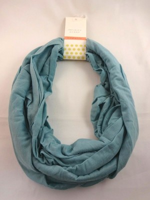 Infinity Scarf Blue Solid Color Acrylic Fabric Single Or Double Loop