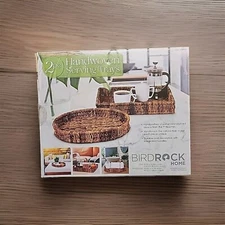 Birdrock Home, Set of 2 Piece Handwoven Serving Trays Oval and Rectangular