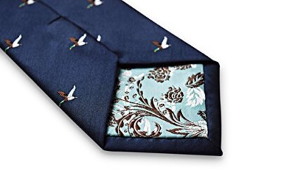 Cravate Frederick Thomas Bleu Marine Brodée Canard - Classique, Fait Main UK