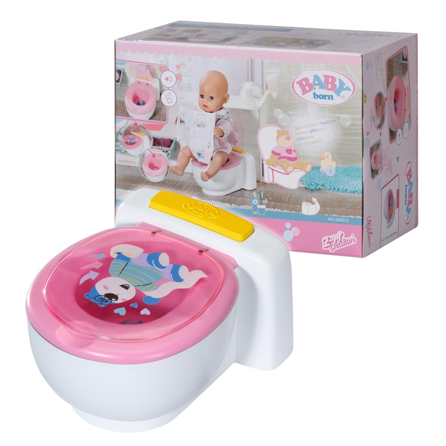 BABY born Bath Poo-Poo Toilet - Real Sound Effects - For Small Hands - Rainbow G