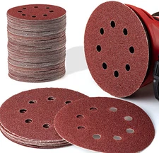 50PCS 40 Grit 5 inch Hook and Loop Sanding Discs 8-Hole Orbital Sander Sandpaper