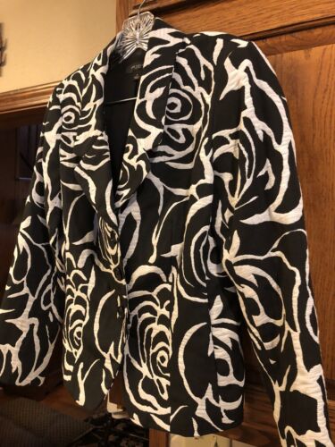 Giacca Ann Taylor blazer 3 bottoni nero bianco misto cotone con cintura dietro tg 2 - Foto 2 di 9