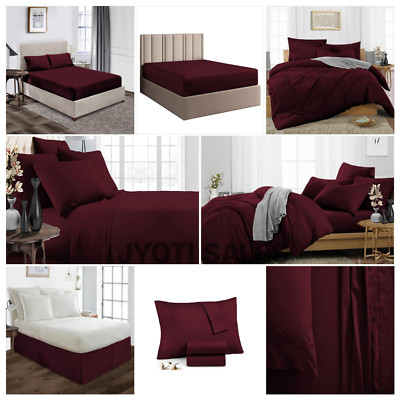 Bedding Collection Egyptian Cotton 1000 OR 1200 TC Wine Solid Select Item