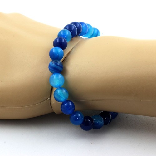 Bracciale Blessing in pizzo blu in agata da 8 mm