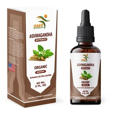 Ashwagandha Extract Organic Non GMO Tincture Liquid Herbal Drops 2 Floz