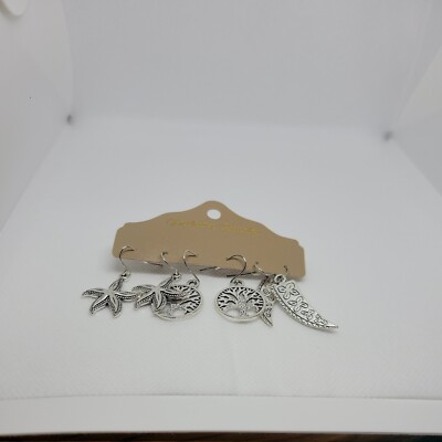 3 Pair Antique Silver Vintage Simple Fashion Set