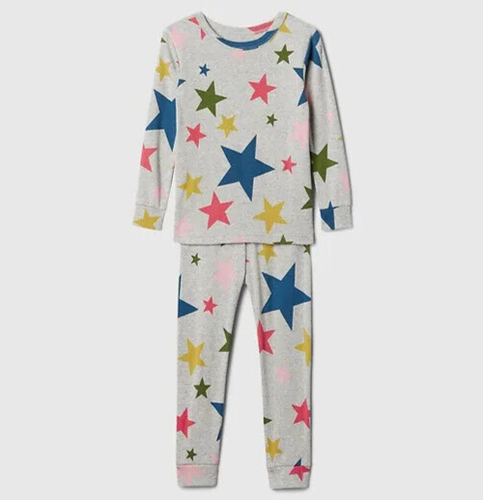 GAP 100% Cotton Heather Gray Multi. Star Long Sleeve Pajamas - Girl's Size 4T