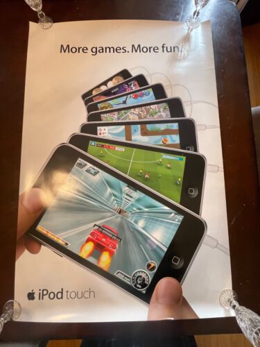 APPLE COMPUTERS VINTAGE IPOD TOUCH GAMING VIDEO GAME POSTER NEW OLD STOCK - Picture 1 of 3